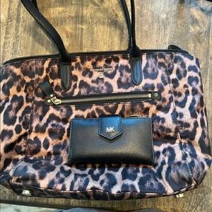 Leopard print MK purse with black wallet